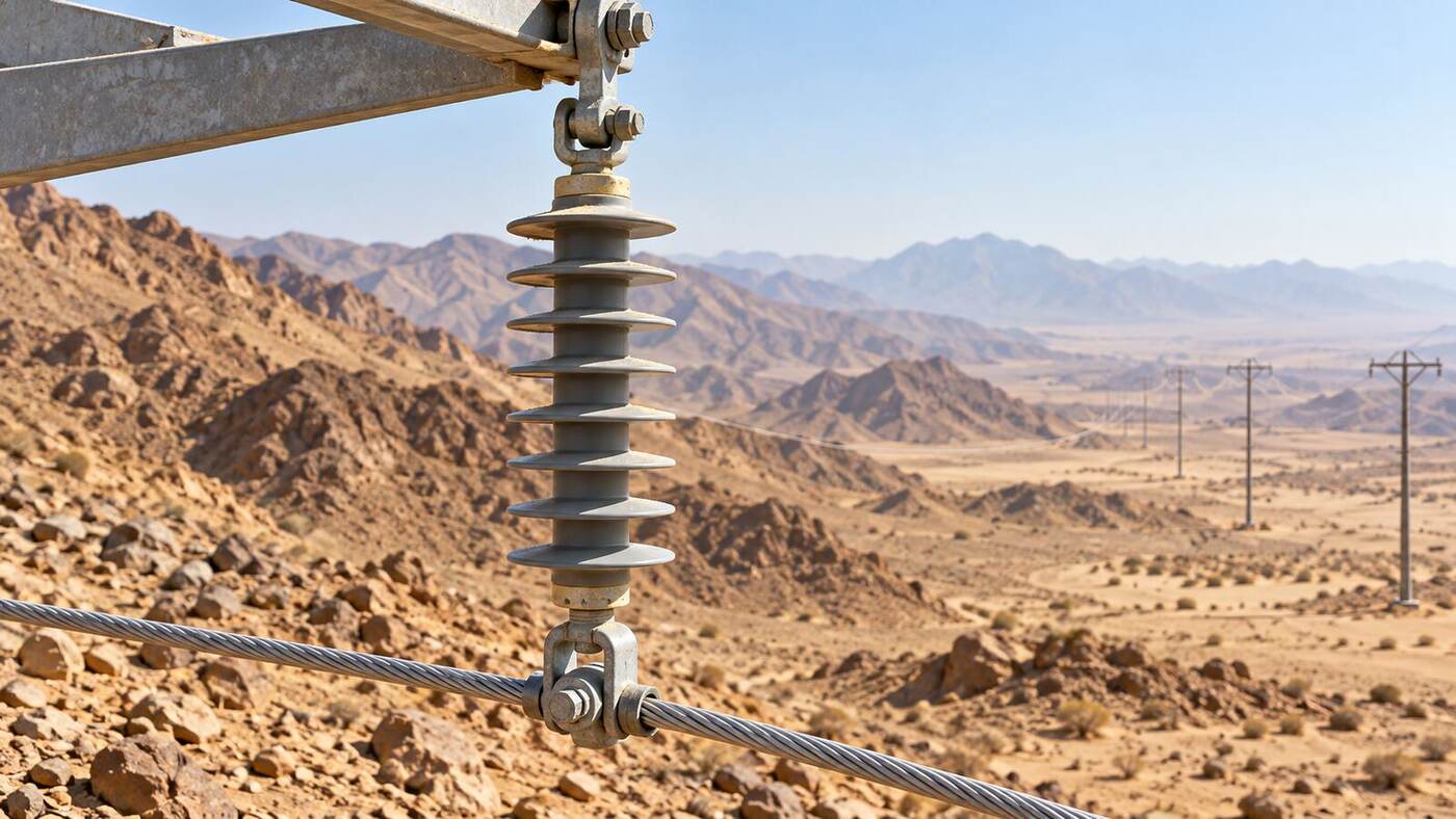 Composite insulator on a desert transmission line