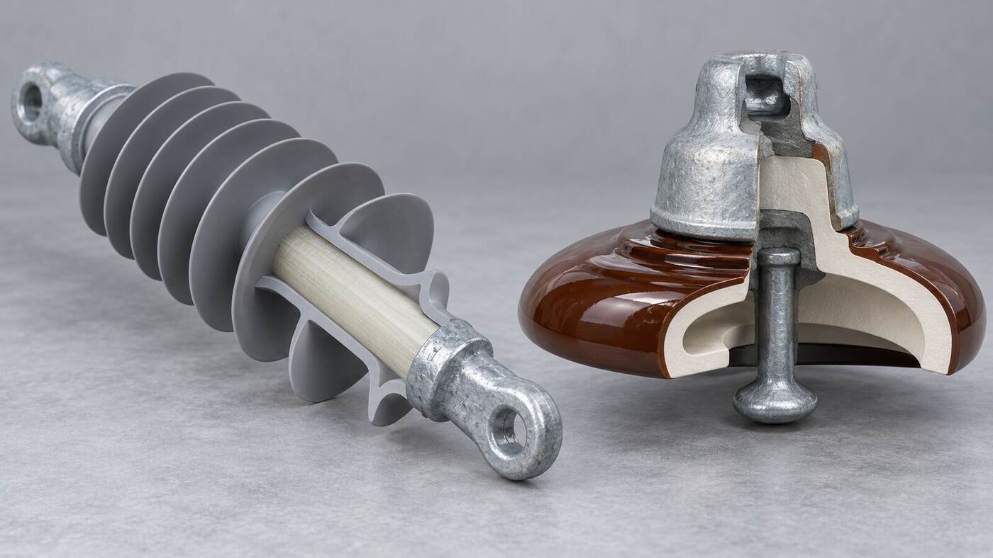 Composite and ceramic insulator cutaways