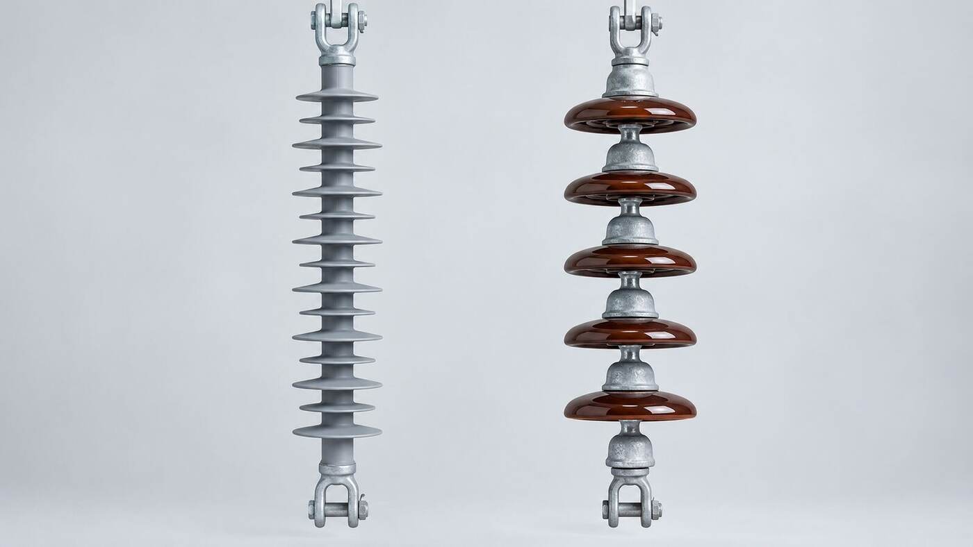 Composite vs ceramic insulators side by side