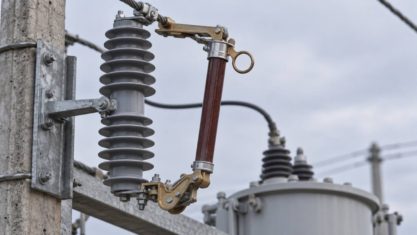 Polymer drop out fuse cutout on transformer pole 4
