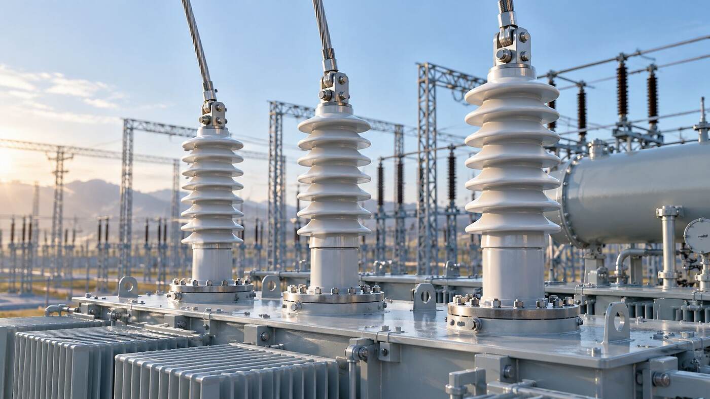 Polymer bushings on a modern transformer